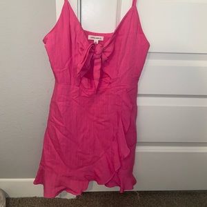 Hot Pink Tie-Front Mini Dress